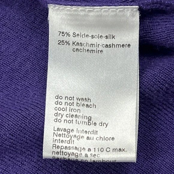 Akris Punto Cardigan Women's 10 Purple Cashmere Silk Button Short Sleeve Sweater - Picture 8 of 11